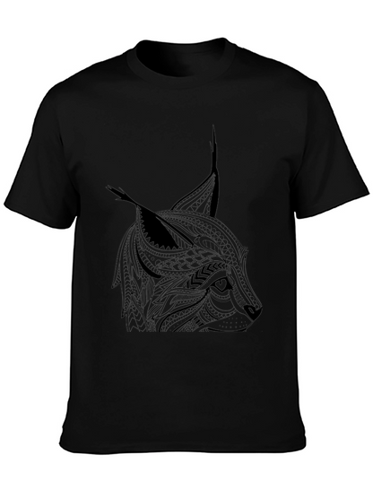 Tribal Lynx Graphic T-Shirt - Mens Black Tee