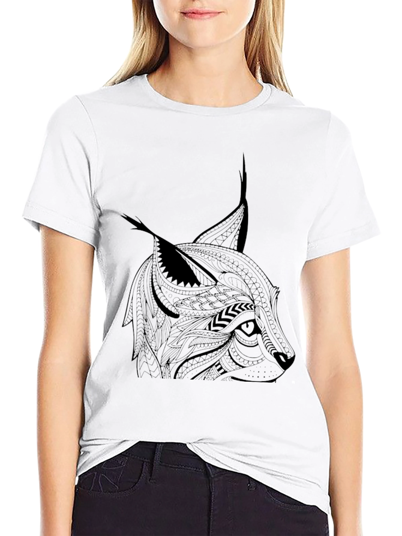 Tribal Lynx Graphic T-Shirt - Mens Black Tee