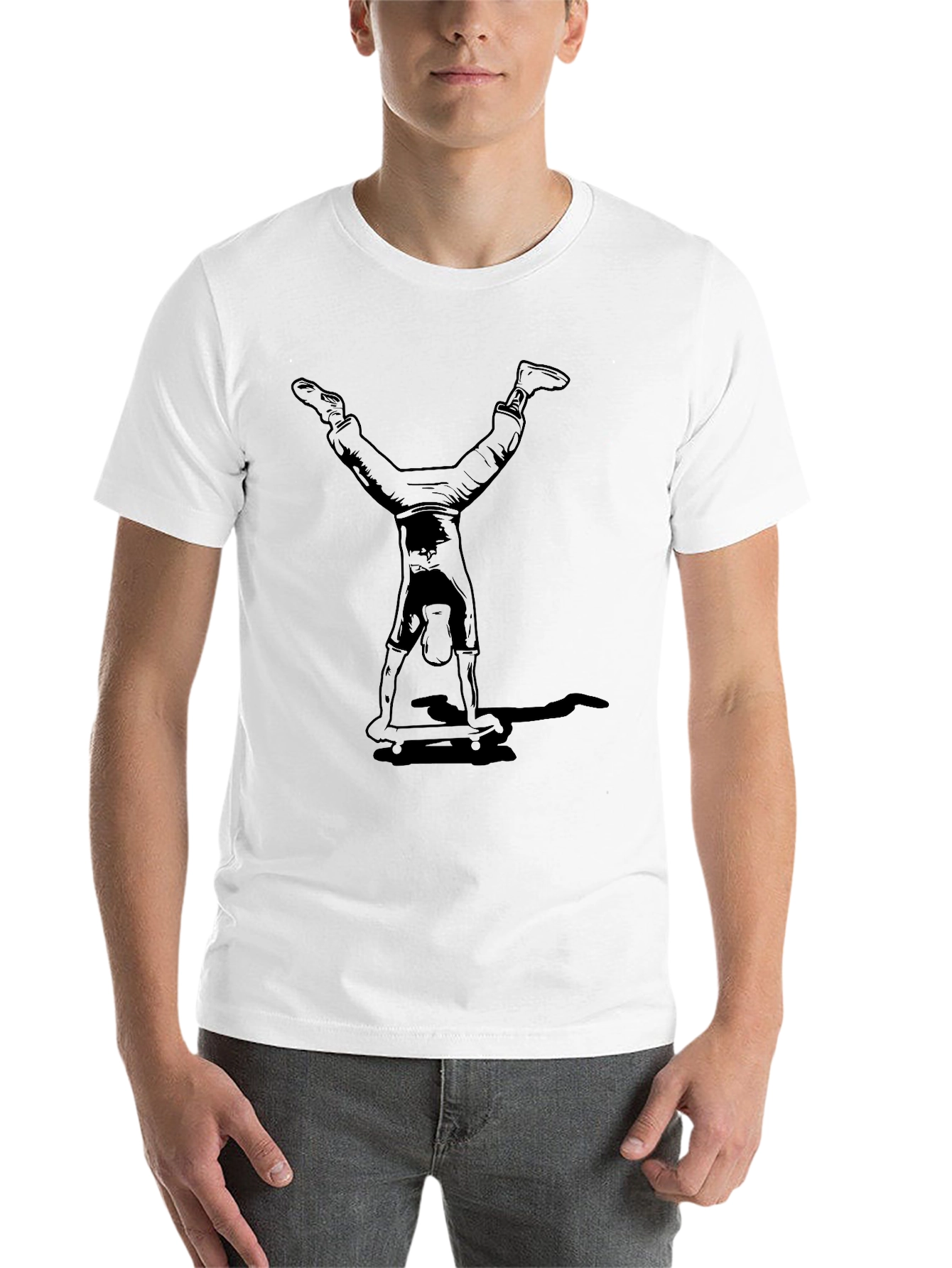 Handstand Skateboarder Graphic Tee - Black