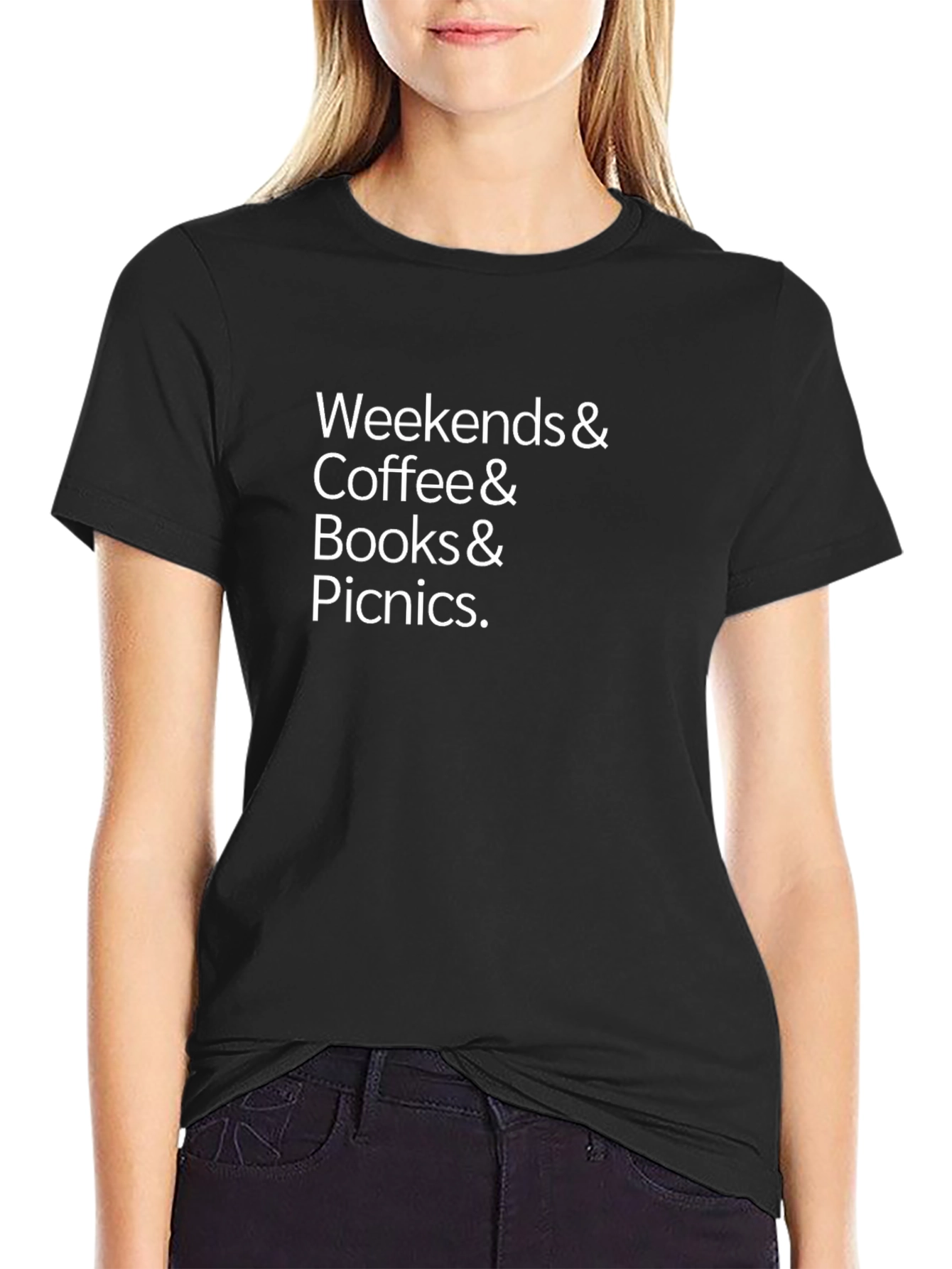 Weekends Coffee Books & Picnics Black T-Shirt