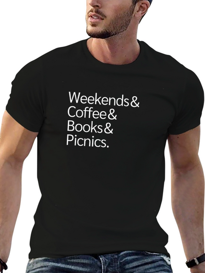 Weekends Coffee Books & Picnics Black T-Shirt