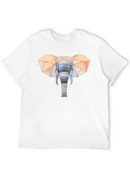 Geometric Elephant Graphic Tee - Stylish Mens Black T-Shirt