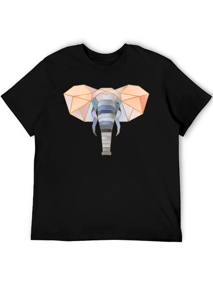 Geometric Elephant Graphic Tee - Stylish Mens Black T-Shirt