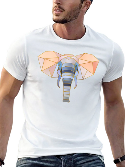 Geometric Elephant Graphic Tee - Stylish Mens Black T-Shirt