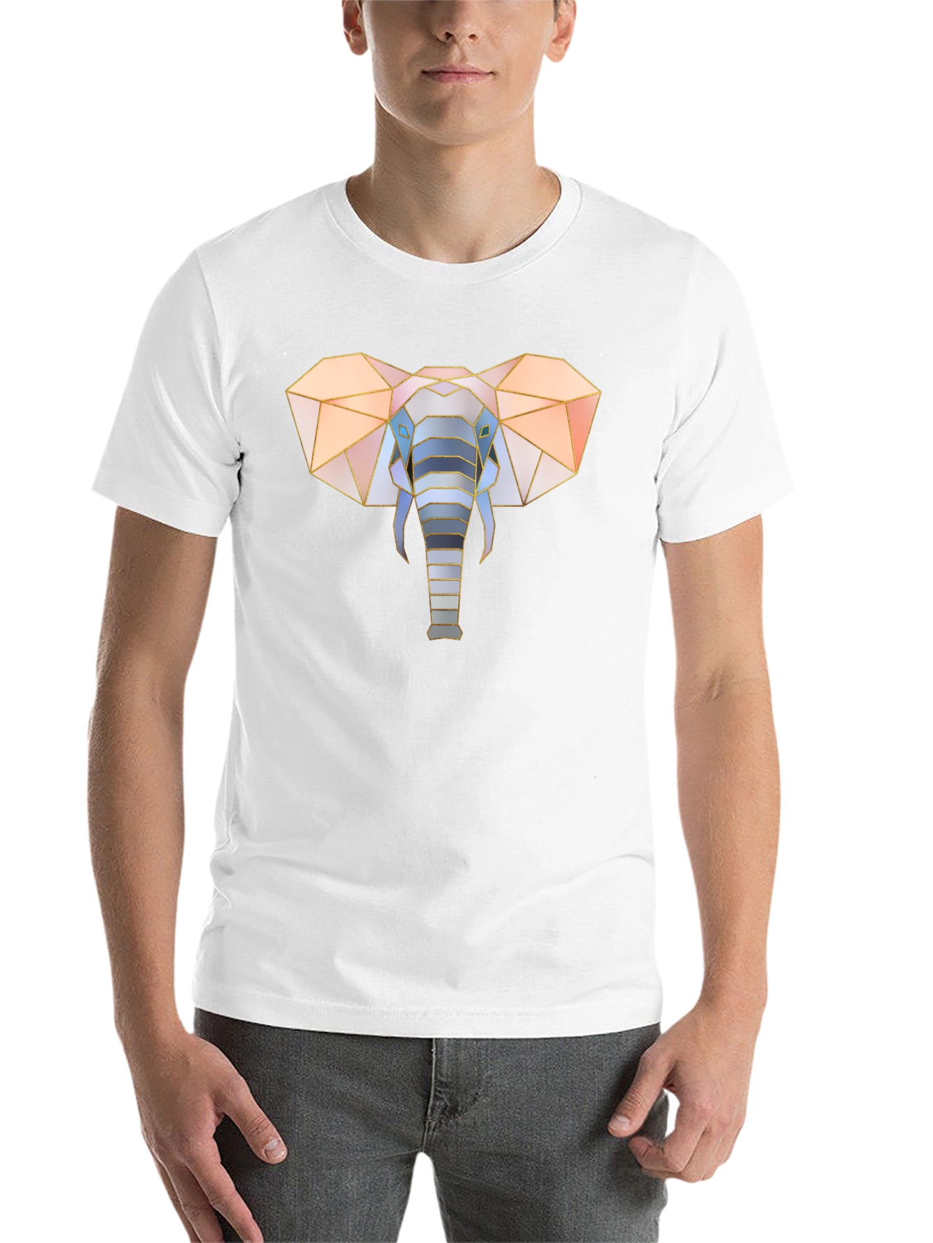 Geometric Elephant Graphic Tee - Stylish Mens Black T-Shirt