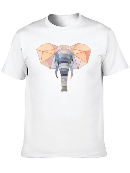 Geometric Elephant Graphic Tee - Stylish Mens Black T-Shirt