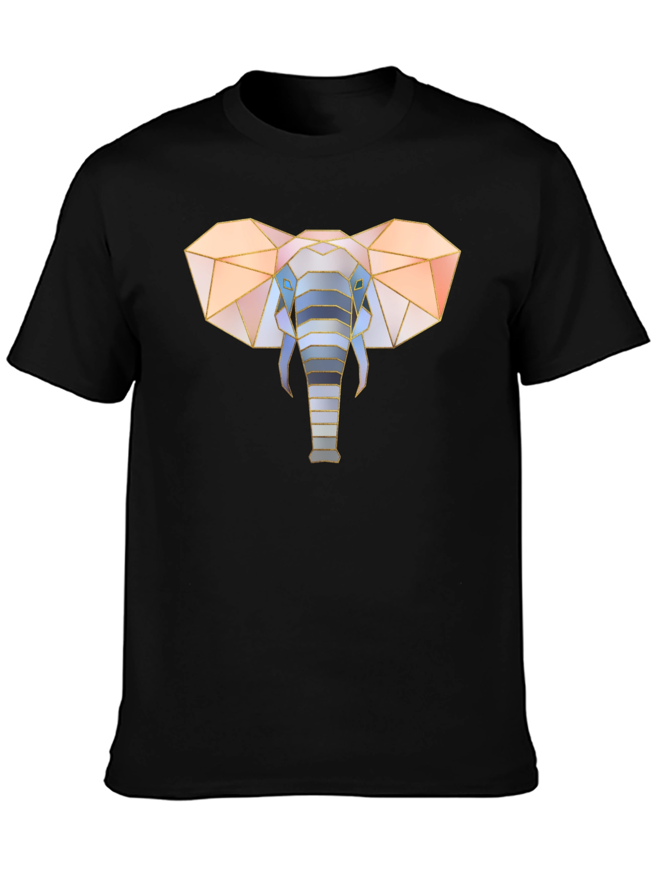 Geometric Elephant Graphic Tee - Stylish Mens Black T-Shirt