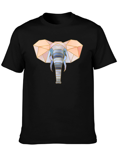 Geometric Elephant Graphic Tee - Stylish Mens Black T-Shirt