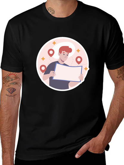 Black Graphic T-Shirt - Lost Traveler Design