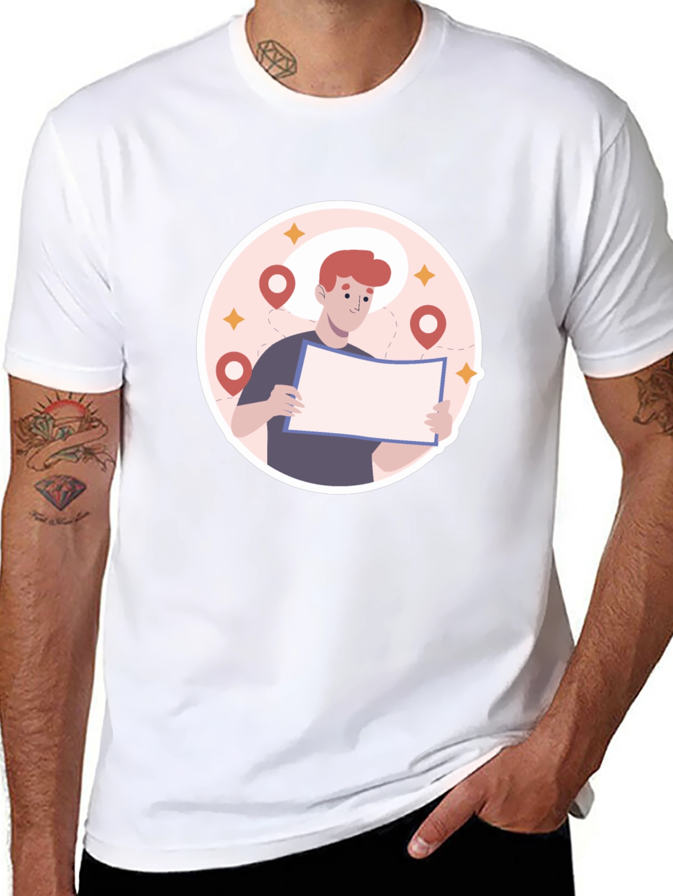 Black Graphic T-Shirt - Lost Traveler Design
