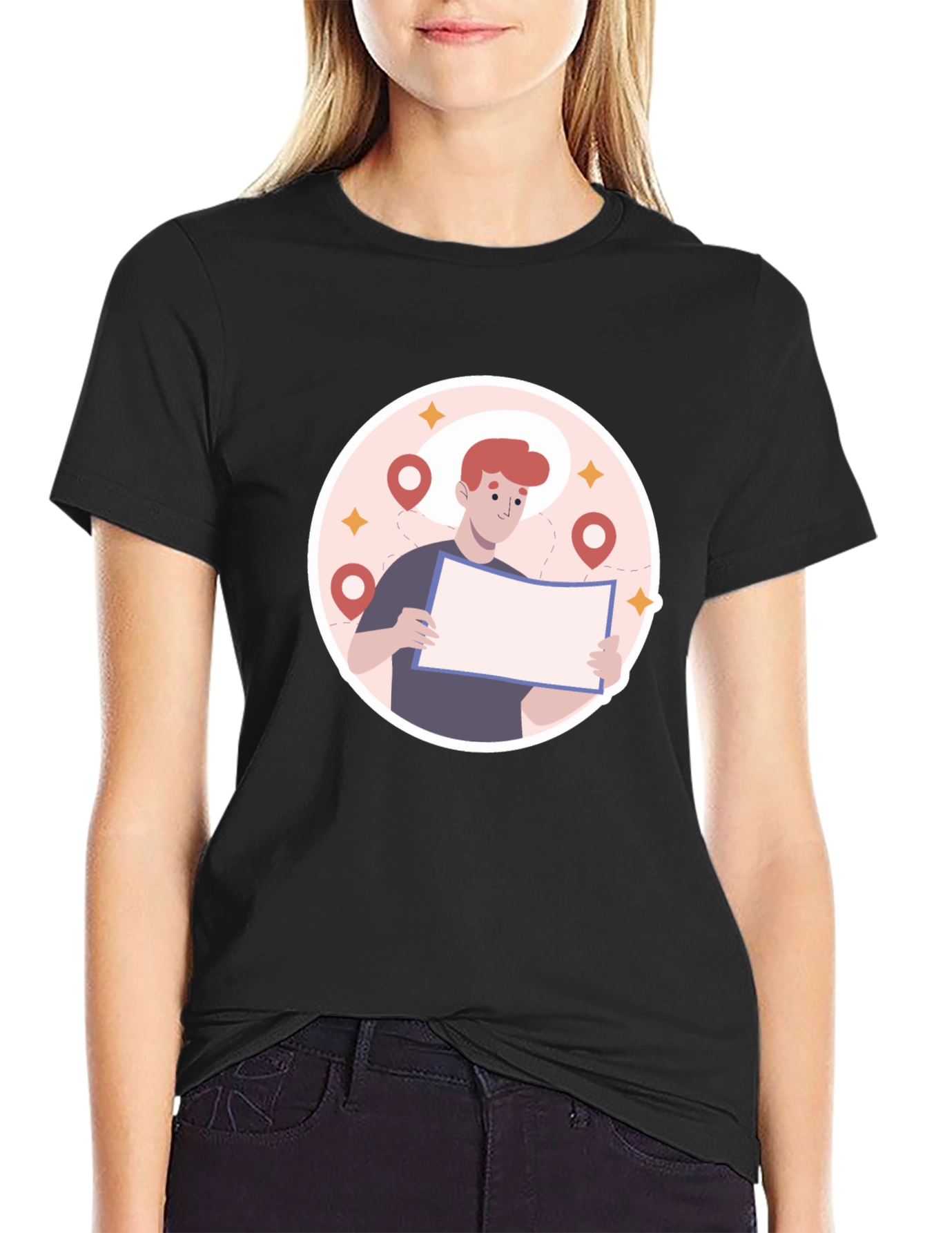 Black Graphic T-Shirt - Lost Traveler Design