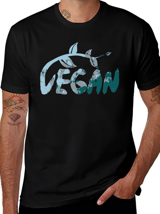 Vegan Leaf Graphic Tee - Black
