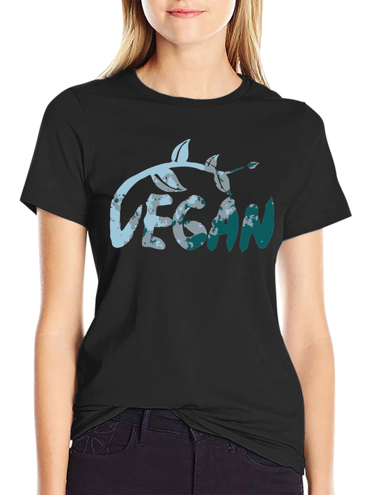Vegan Leaf Graphic Tee - Black