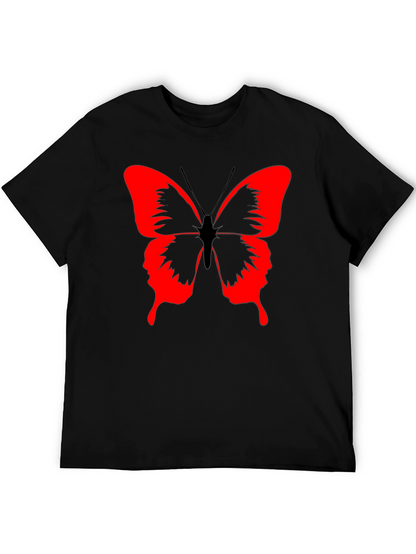 Butterfly Graphic Black T-Shirt - Bold Red Design
