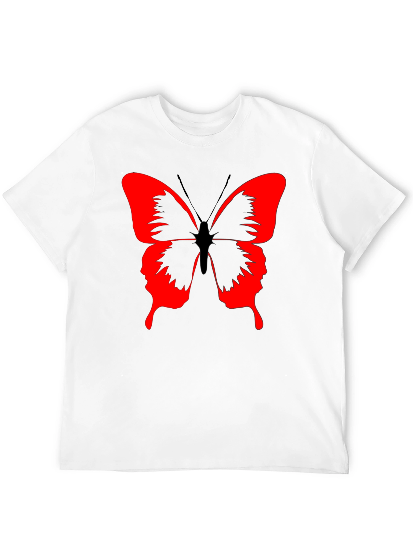 Butterfly Graphic Black T-Shirt - Bold Red Design