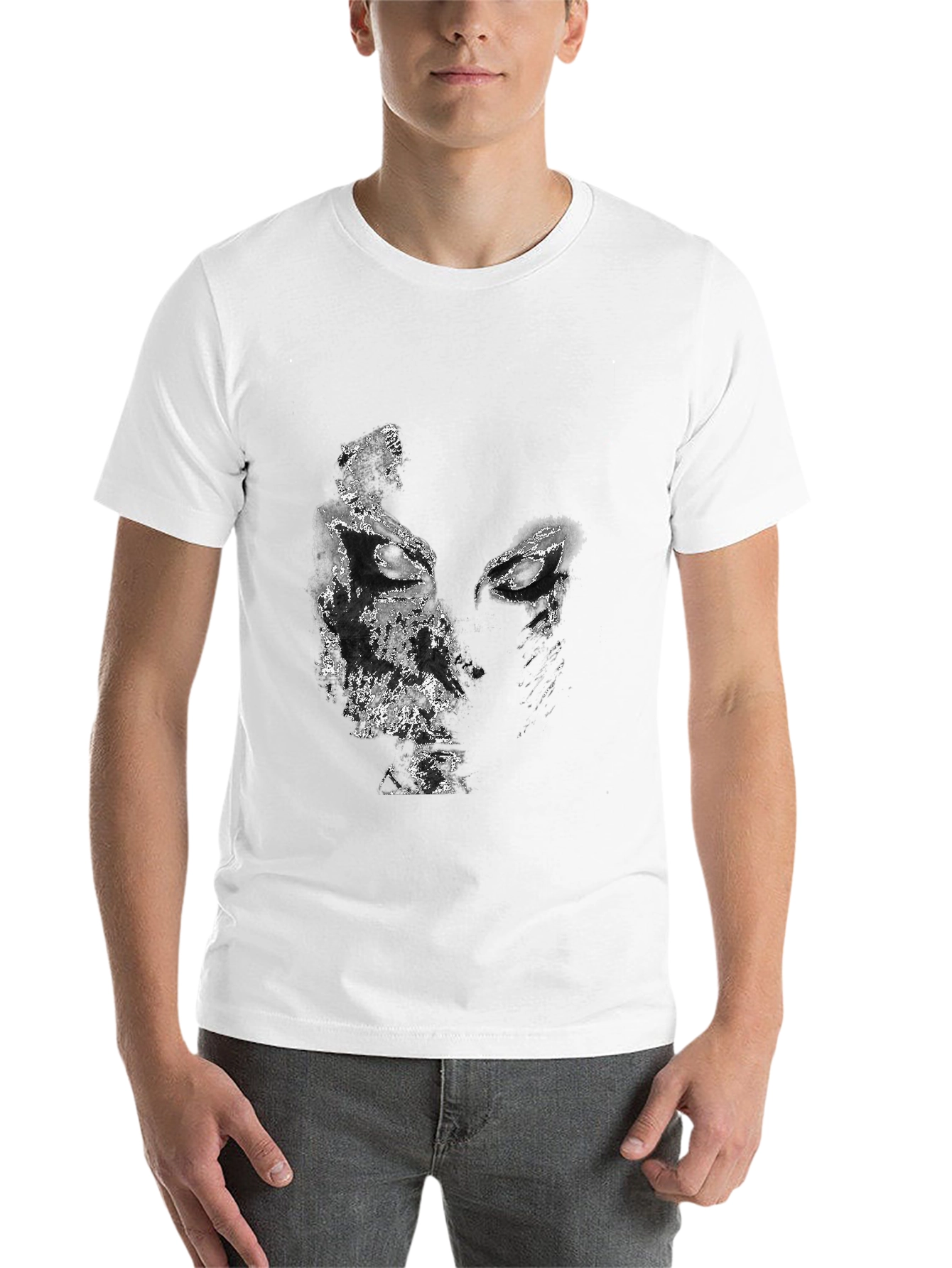 Abstract Face Graphic Black T-Shirt