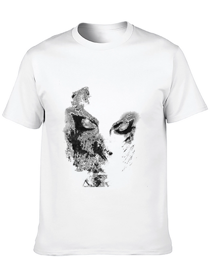 Abstract Face Graphic Black T-Shirt