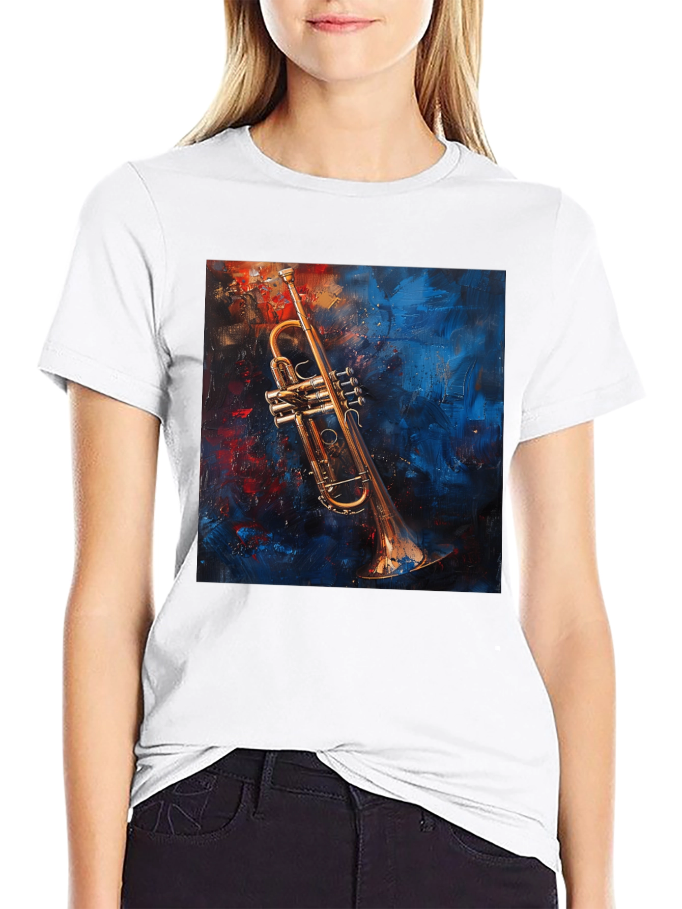 Trumpet Art Graphic Black T-Shirt