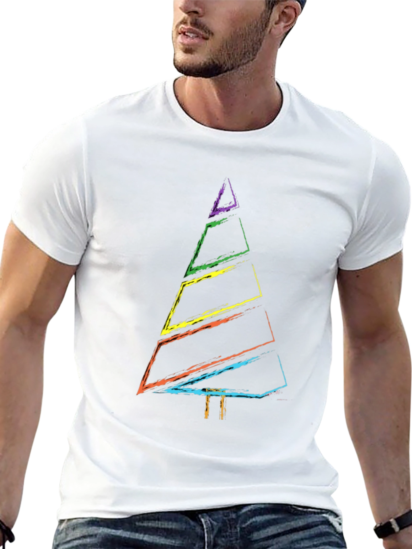 Rainbow Christmas Tree Graphic Tee