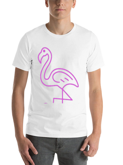 Neon Flamingo Graphic Tee - Black Cotton Casual T-Shirt