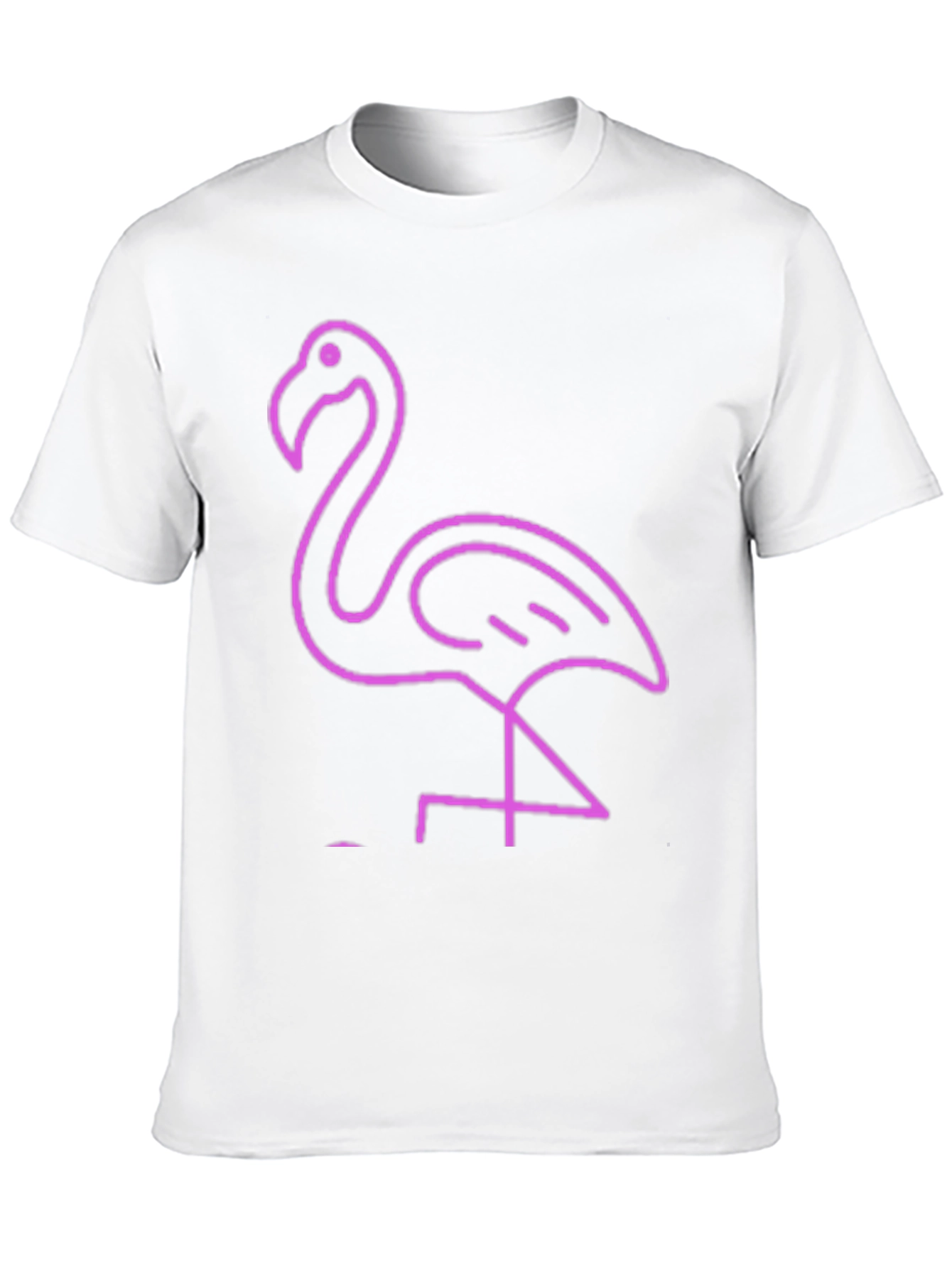 Neon Flamingo Graphic Tee - Black Cotton Casual T-Shirt