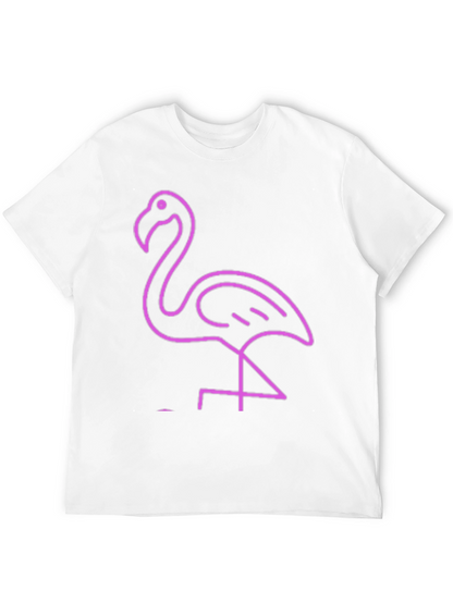 Neon Flamingo Graphic Tee - Black Cotton Casual T-Shirt