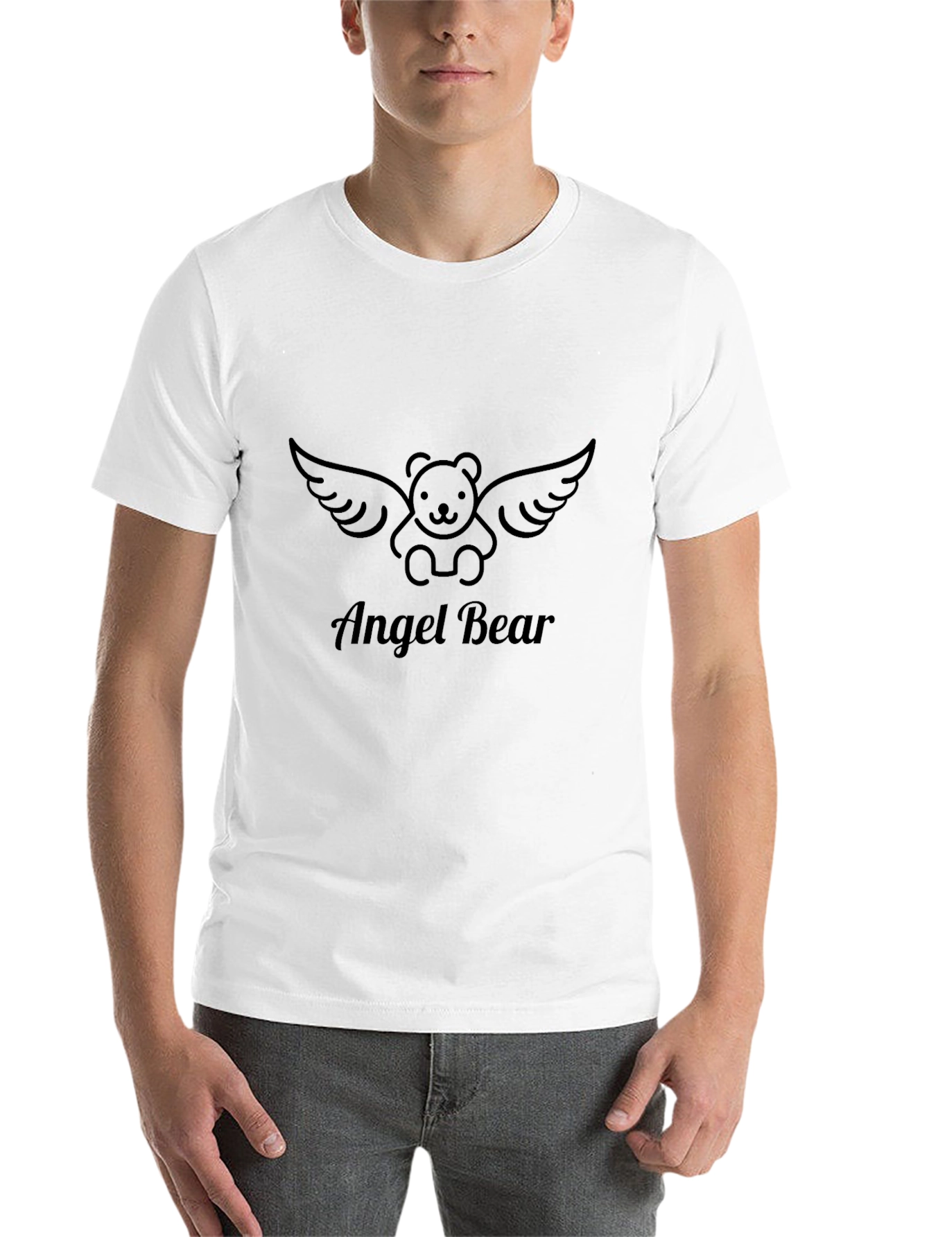 Angel Bear Graphic Tee - Stylish Black T-Shirt