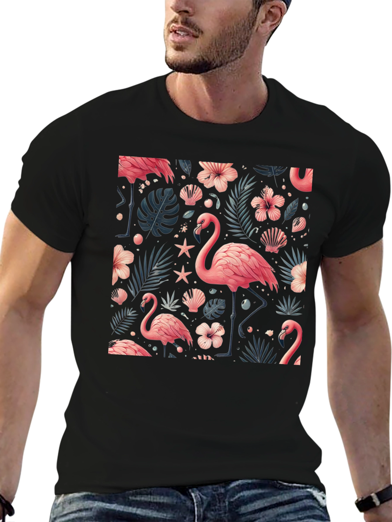 Tropical Flamingo Print T-Shirt