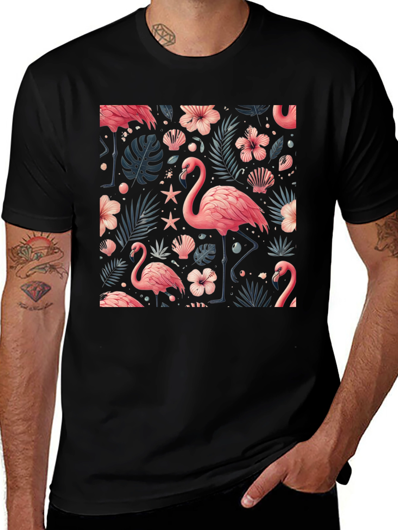 Tropical Flamingo Print T-Shirt