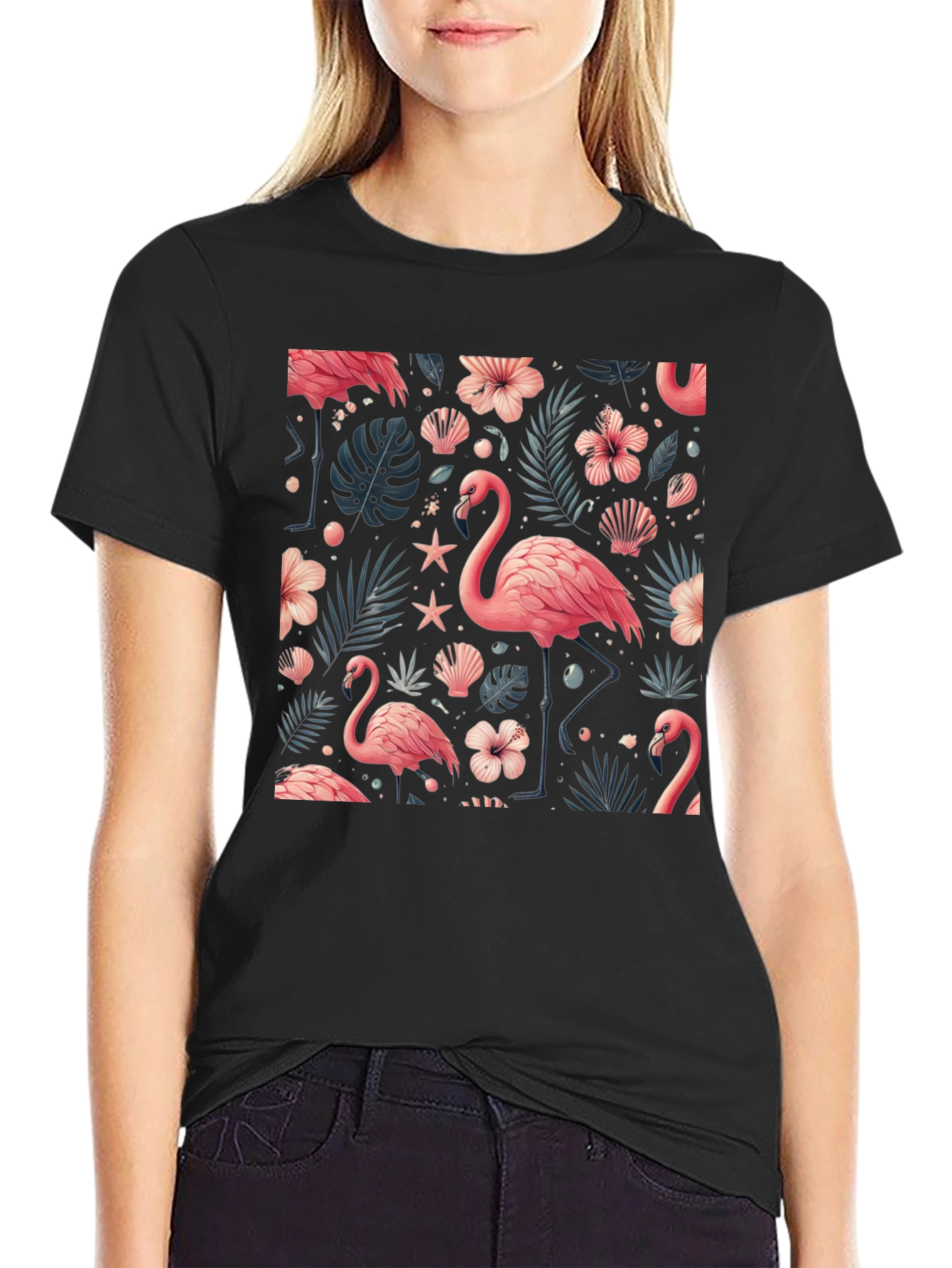 Tropical Flamingo Print T-Shirt