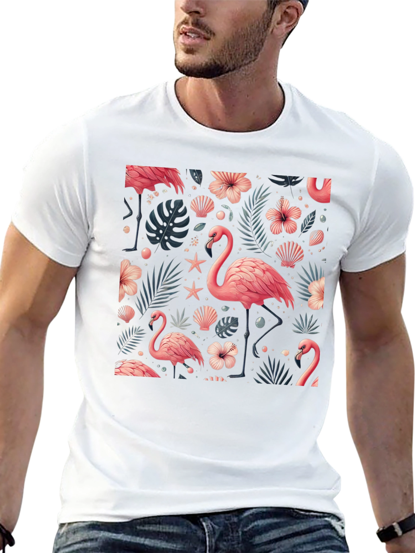 Tropical Flamingo Print T-Shirt
