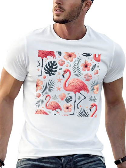 Tropical Flamingo Print T-Shirt