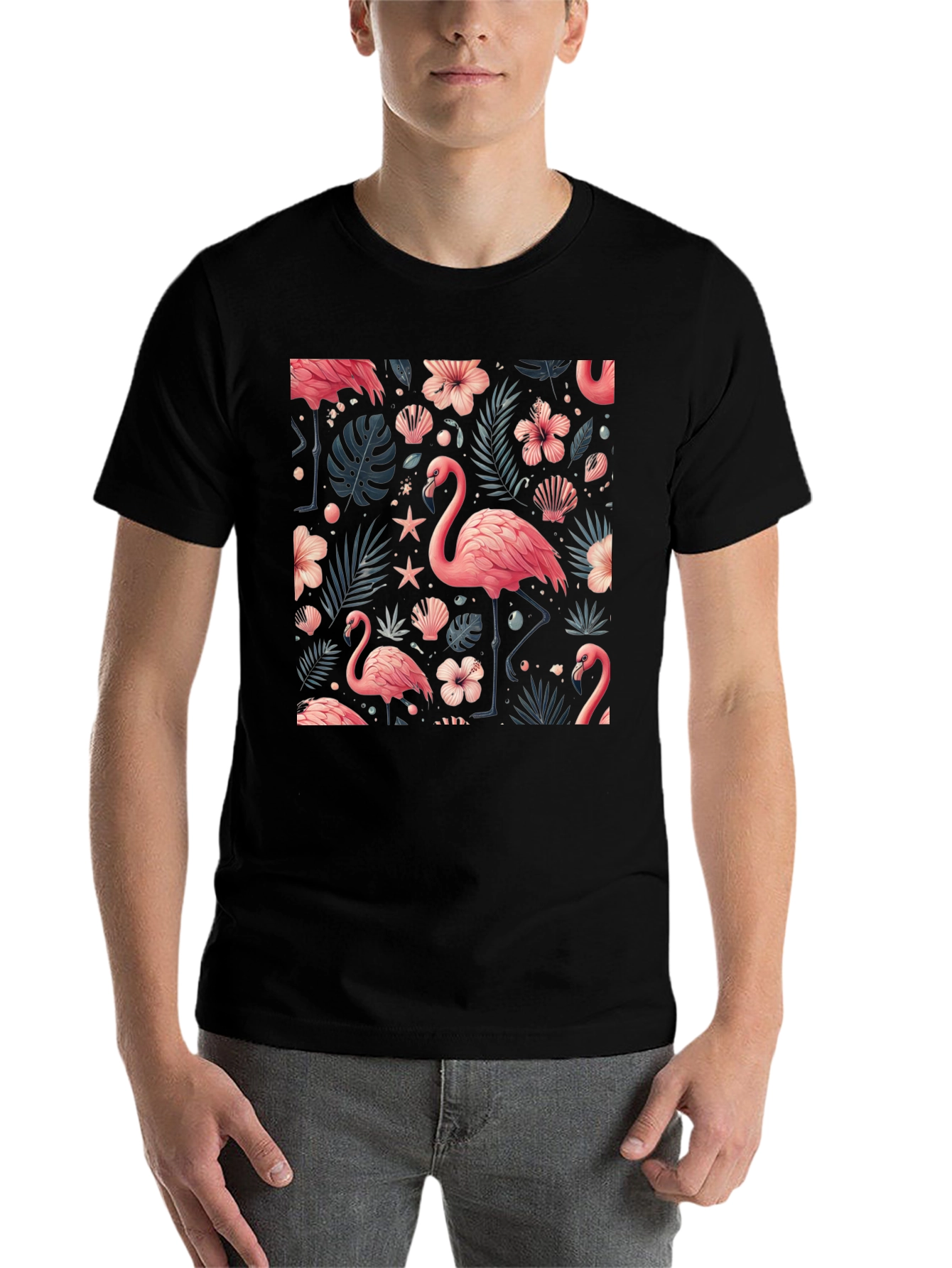 Tropical Flamingo Print T-Shirt