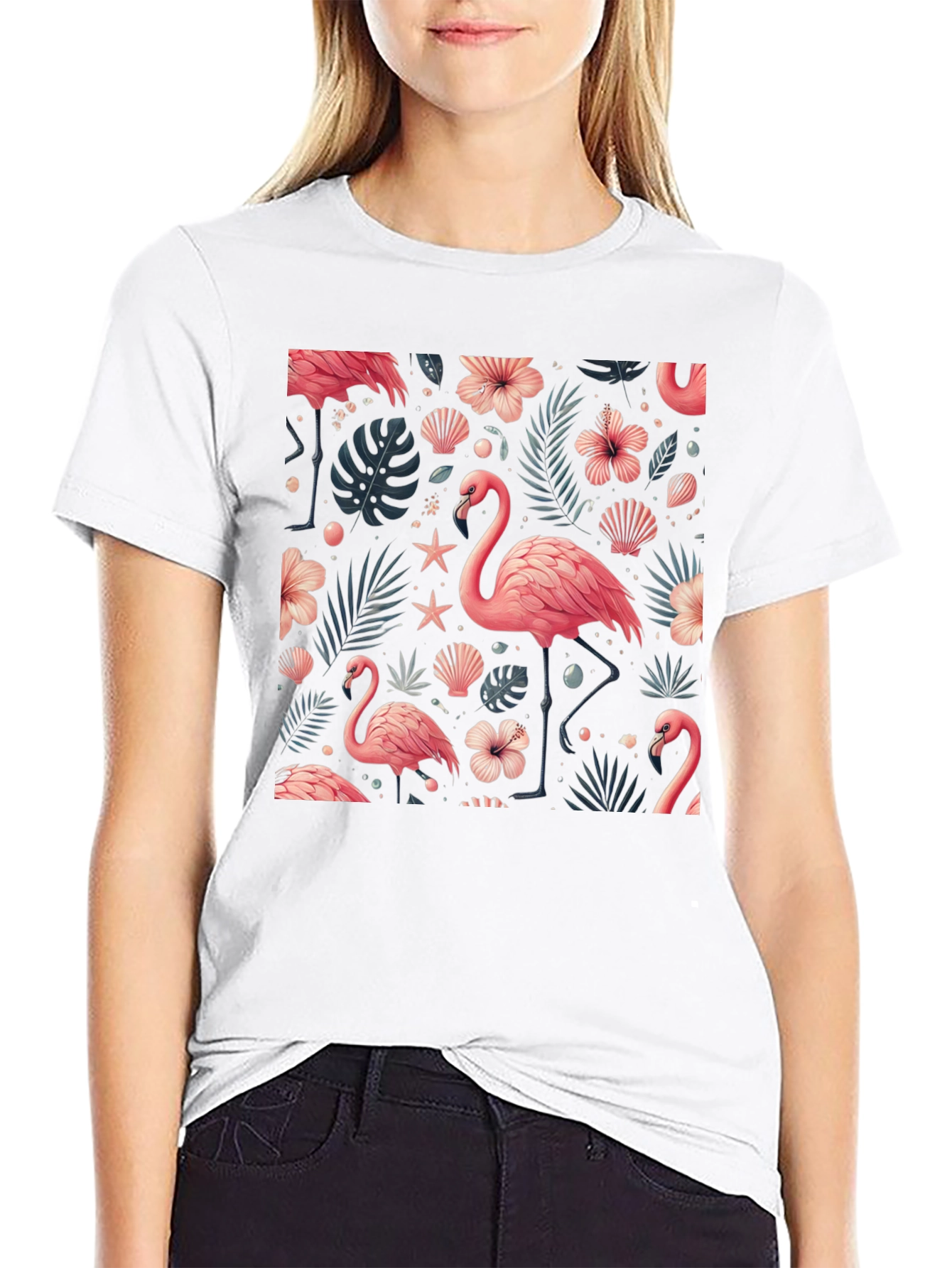 Tropical Flamingo Print T-Shirt