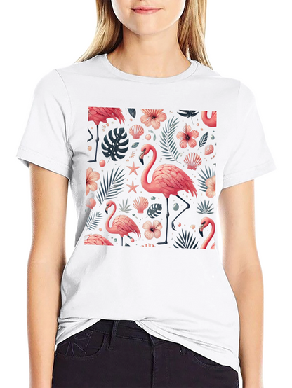 Tropical Flamingo Print T-Shirt
