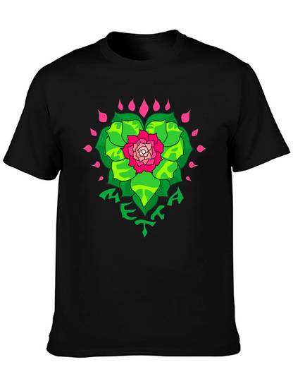 Floral META Graphic Black T-Shirt
