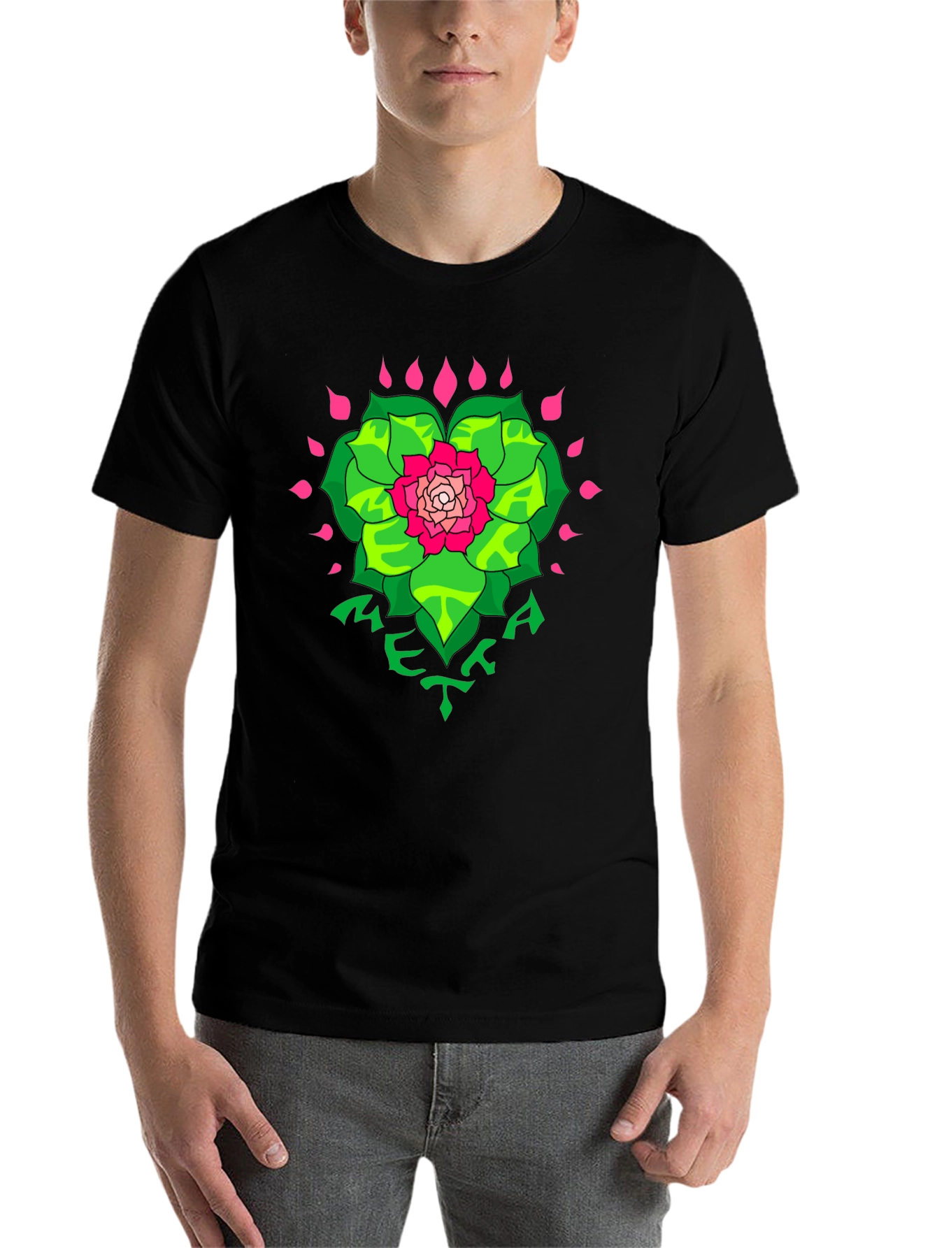Floral META Graphic Black T-Shirt