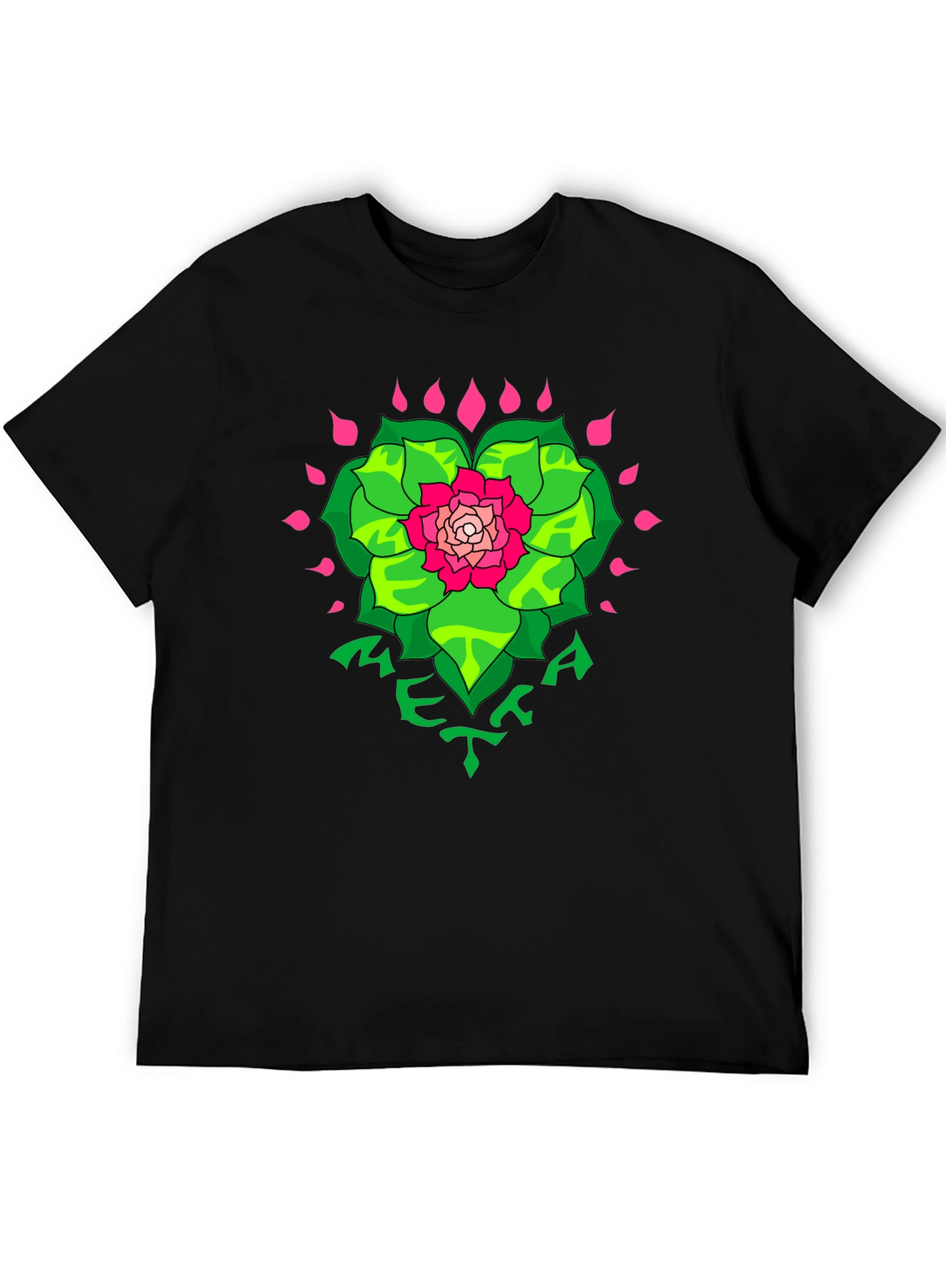 Floral META Graphic Black T-Shirt