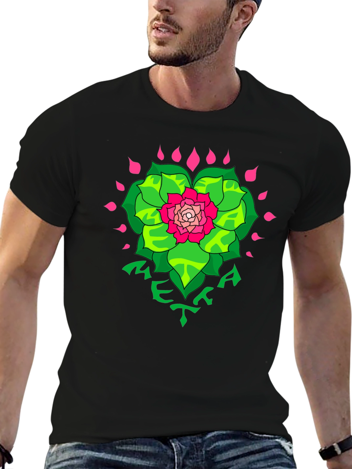 Floral META Graphic Black T-Shirt
