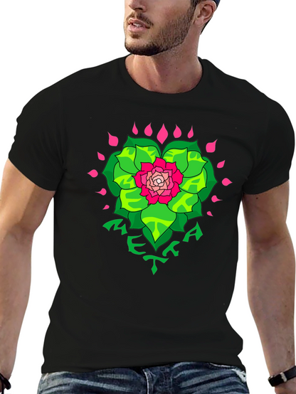 Floral META Graphic Black T-Shirt