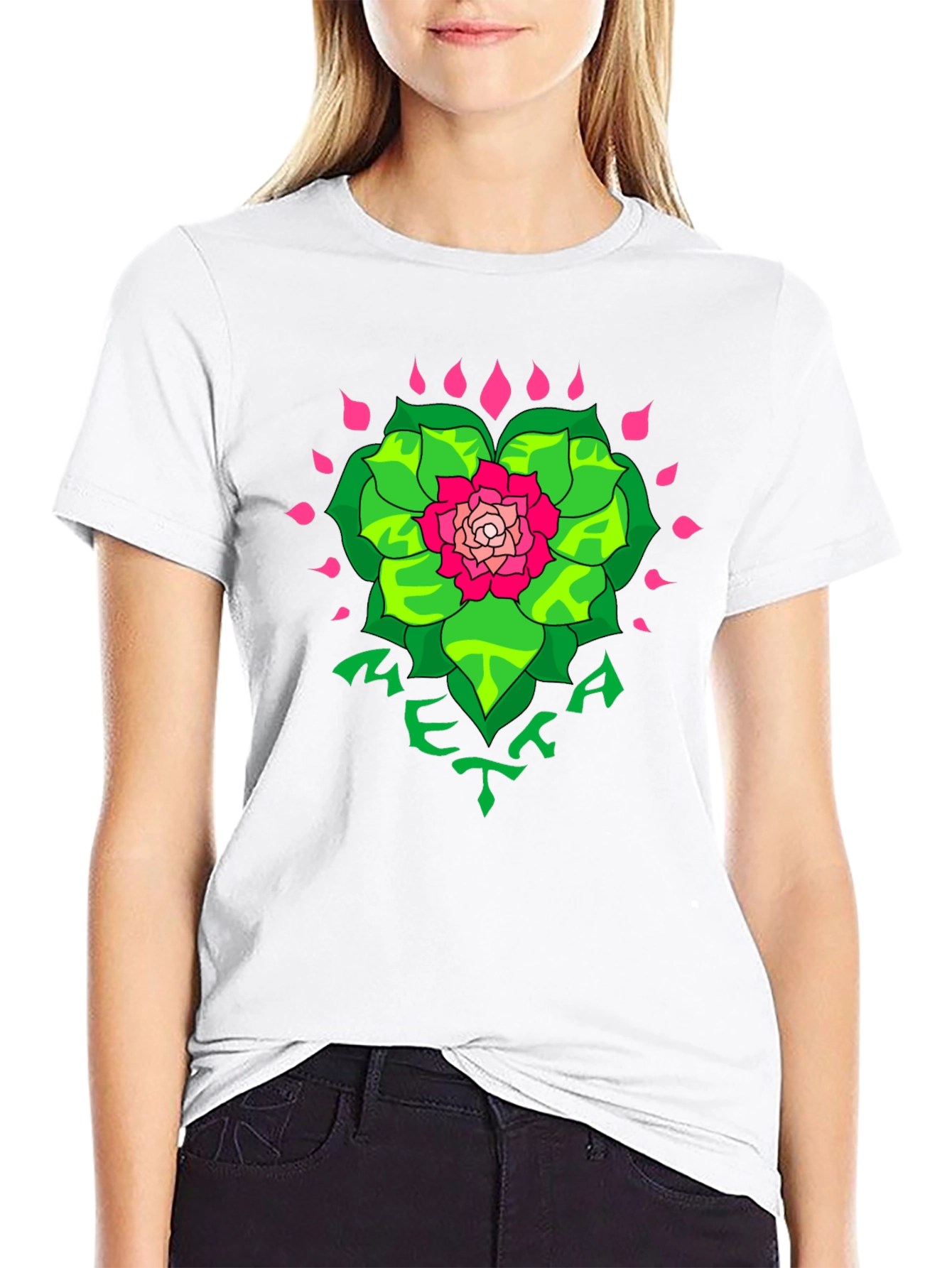 Floral META Graphic Black T-Shirt