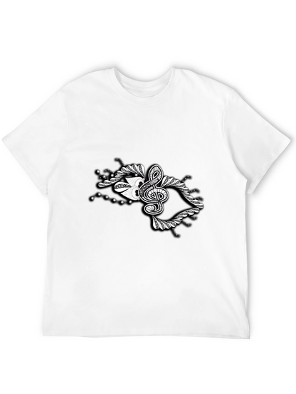 Stylish Black Tee with Music Note Graphic Design