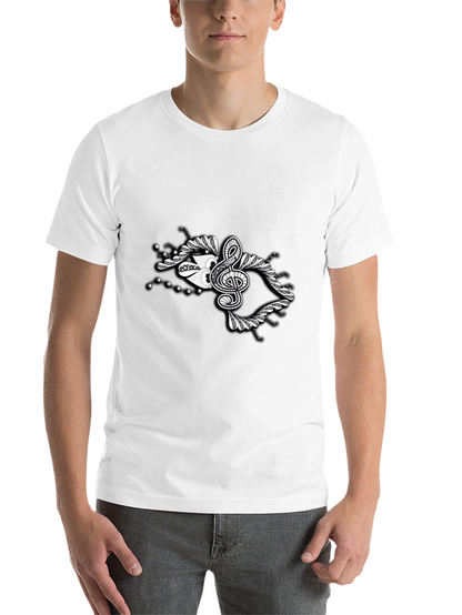 Stylish Black Tee with Music Note Graphic Design
