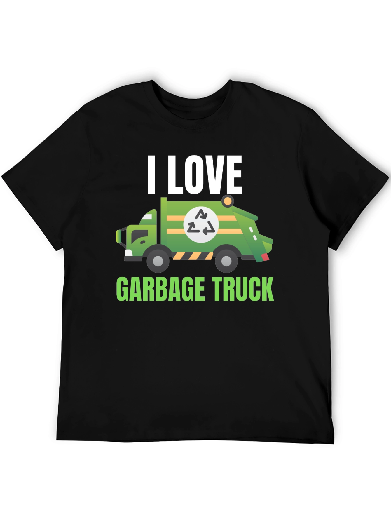 I Love Garbage Truck T-Shirt - Black Cotton Tee
