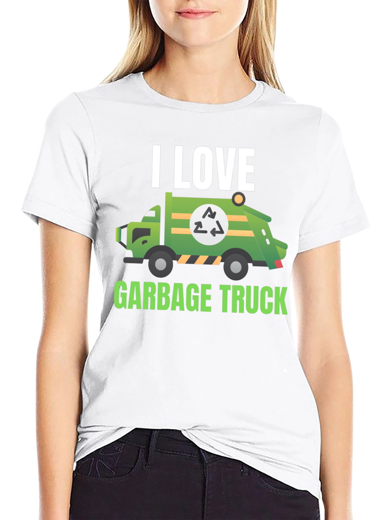 I Love Garbage Truck T-Shirt - Black Cotton Tee
