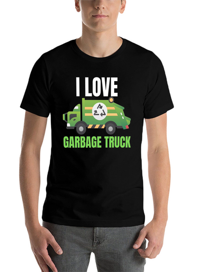 I Love Garbage Truck T-Shirt - Black Cotton Tee