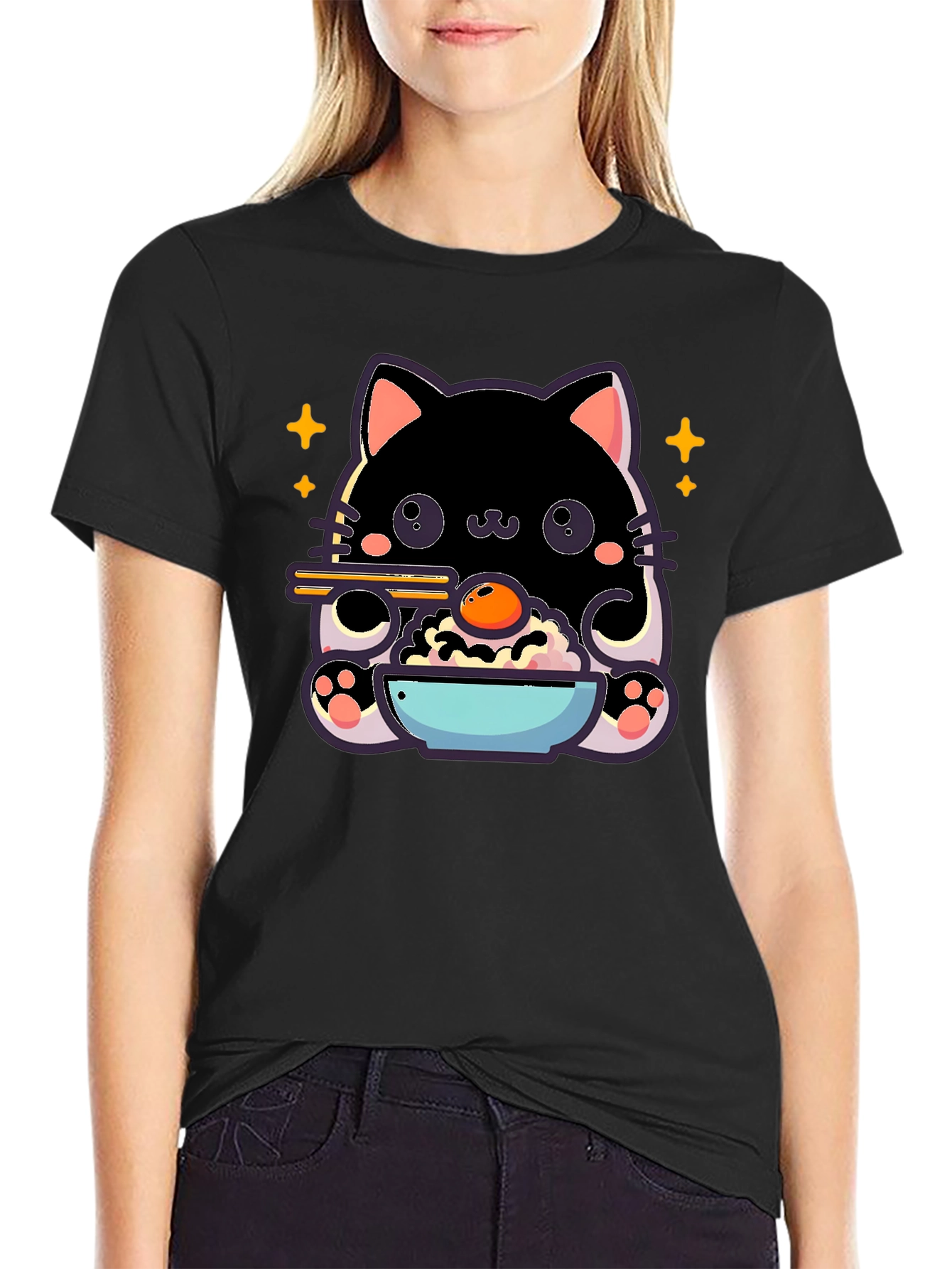 Cute Cat Ramen T-Shirt - Kawaii Japanese Style