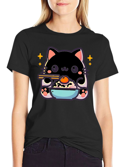 Cute Cat Ramen T-Shirt - Kawaii Japanese Style