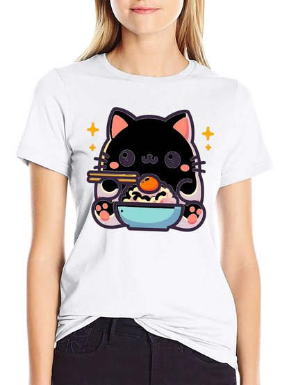 Cute Cat Ramen T-Shirt - Kawaii Japanese Style