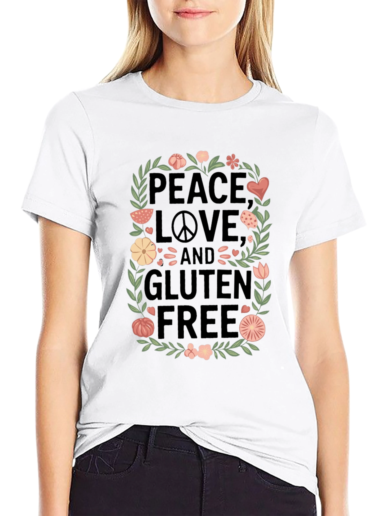 Peace Love & Gluten Free Black T-Shirt